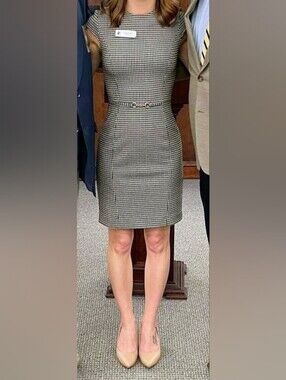 H&M Houndstooth Cap Sleeve Dress